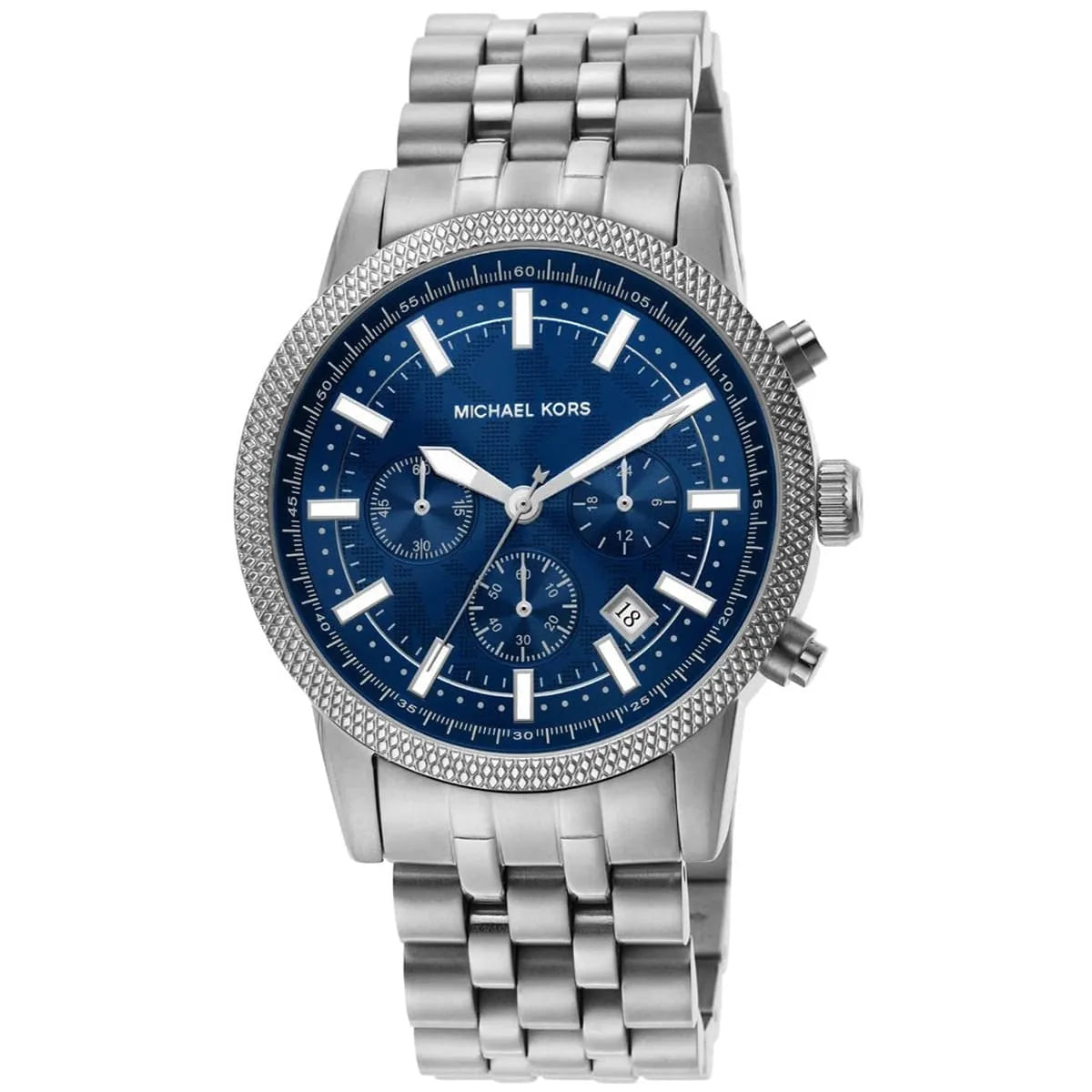 Michael Kors Hutton Chronograaf Herenhorloge met Blauwe Wijzerplaat en Zilveren Kast - MK8952 Secundaire afbeelding