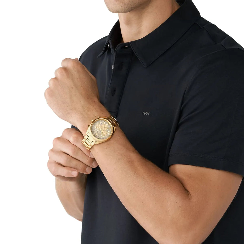 Michael Kors Oversized Janelle Pavé Gold-Tone Men's Watch - MK8995