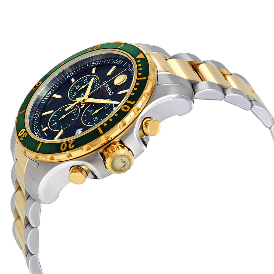 Movado Series 800 Swiss Chronograph Green Two Tone Gold Watch 2600148