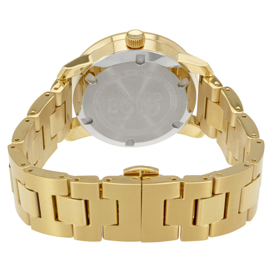 Movado Bold Swiss Iconic Black Yellow Gold Tone Watch 3600397