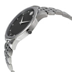 Movado Museum Diamonds Black Dial Silver Steel Strap Men's Watch 606878