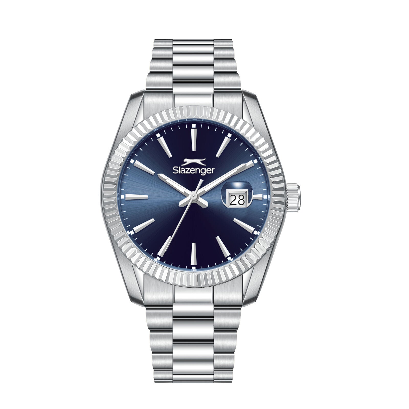 Slazenger Classic Day Date Window Sunray Blue Dial Silver Watch - SL.09.2583.1.390 Main image