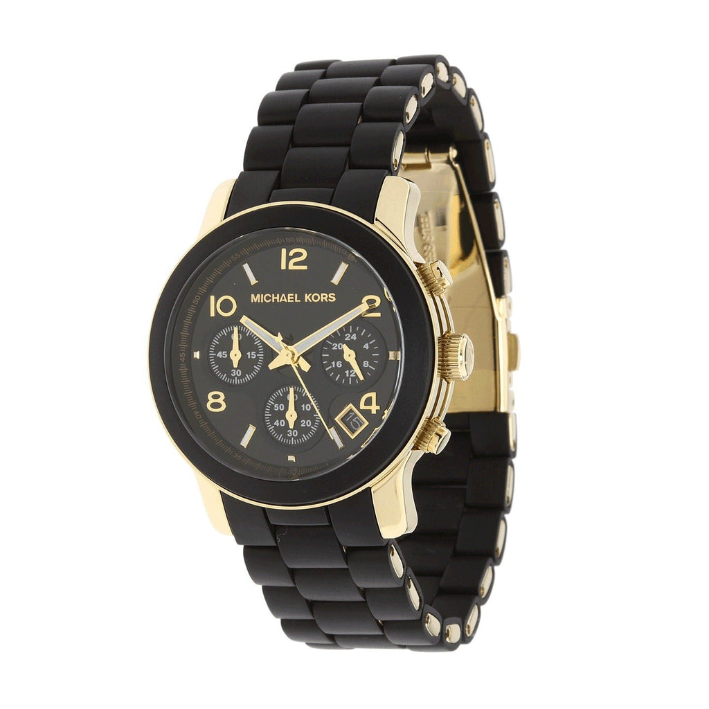 Michael Kors Runway Chronograph Black Rubber and Gold Strap Watch - MK5191 Secundaire afbeelding