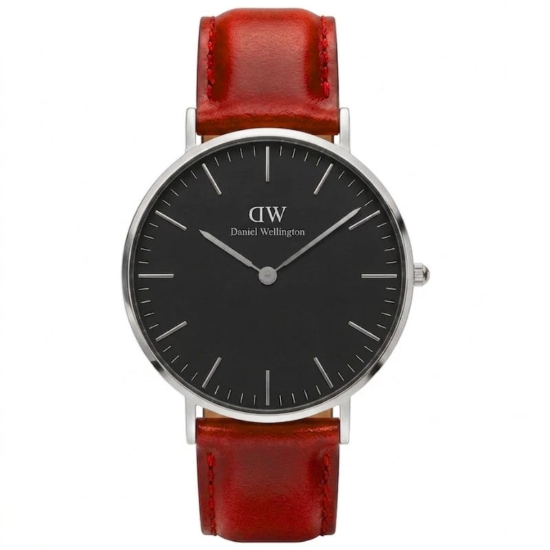 Daniel Wellington St Mawes 40mm Black Dial Brown Genuine Leather Silver Men's Watch - DW00100130 Main image