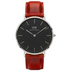 Daniel Wellington St Mawes 40mm Black Dial Brown Genuine Leather Silver Men's Watch - DW00100130