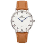 Daniel Wellington Dapper Durham 38mm White Dial Brown Genuine Leather Silver Date Watch - DW00100116