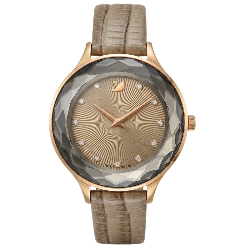 Swarovski Octea Nova Sapphire Glass Bezel Taupe Dial Rose Gold Tone Women's Watch 5649999 Main image
