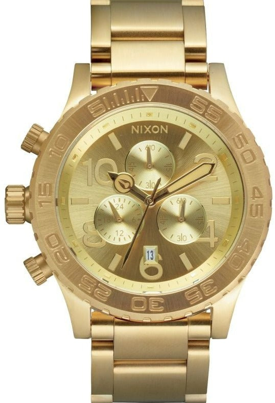 Nixon 42-20 Chrono Champagne Dial Gold Tone Men's Watch A037-502 Hoofdafbeelding