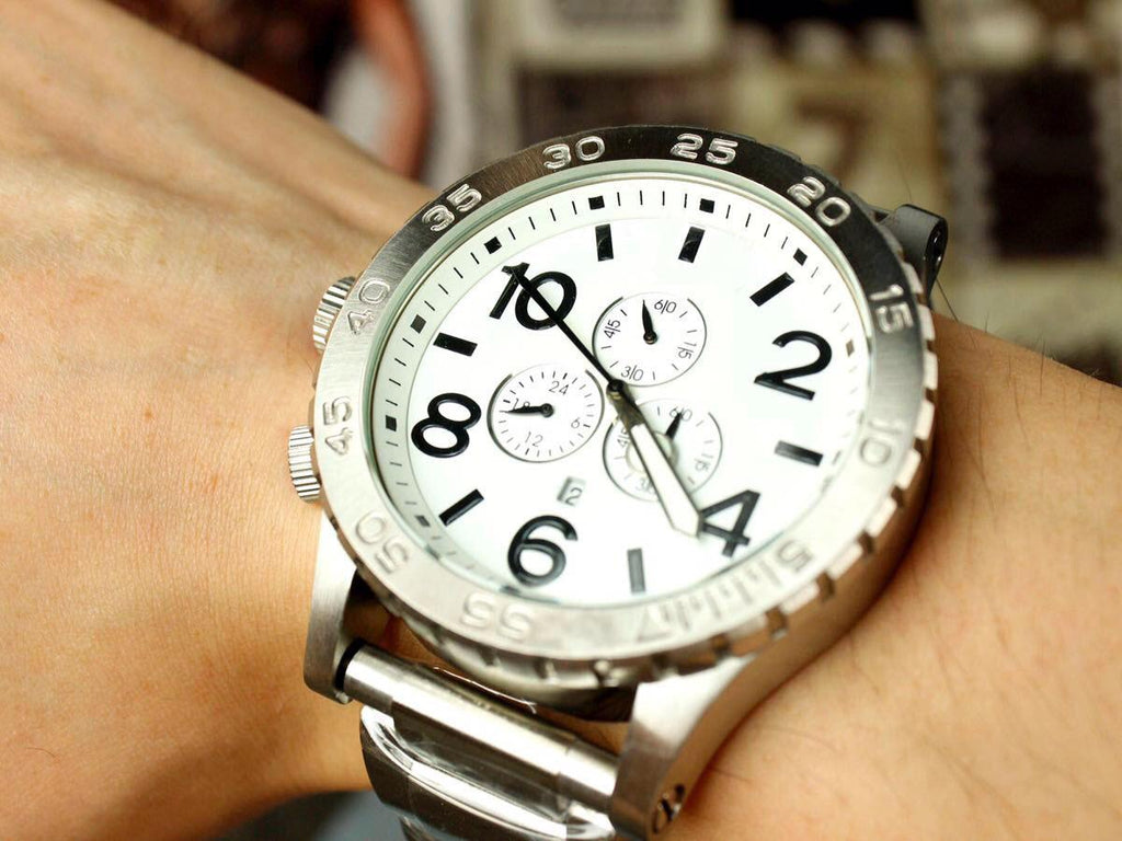 Nixon 51-30 Chronograph White Dial Stainless Steel Men's Watch A083-100