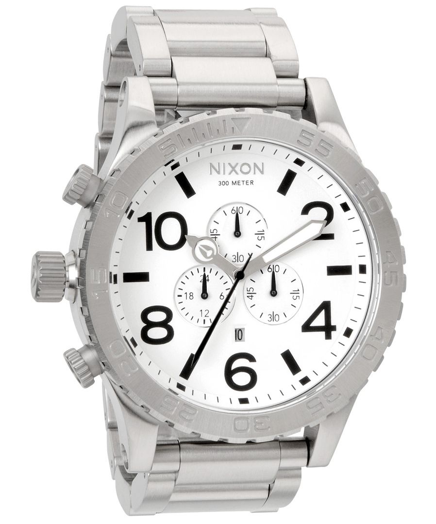 Nixon 51-30 Chronograaf Herenhorloge met witte wijzerplaat en roestvrijstalen kast A083-100 Hoofdafbeelding