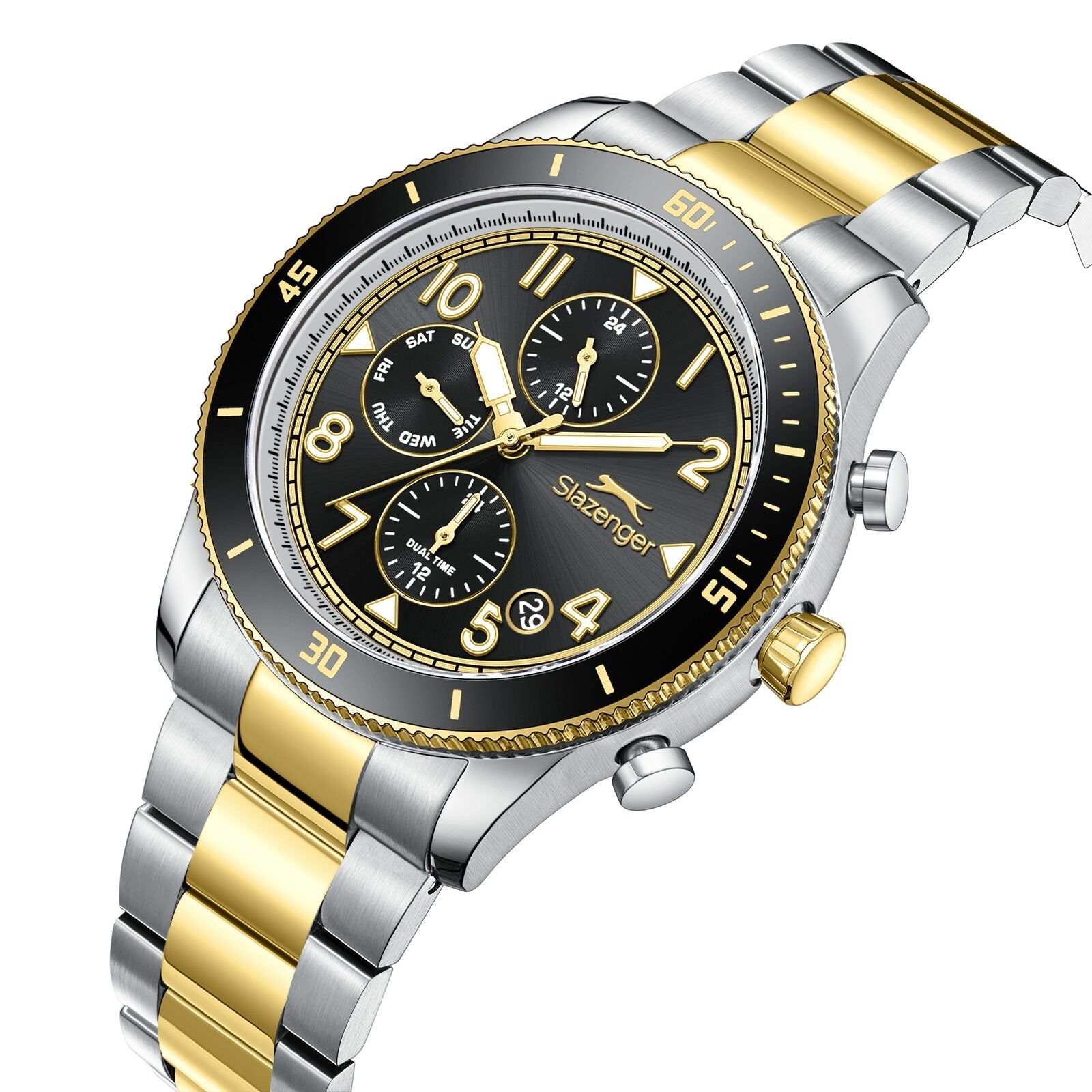 Slazenger Dual Time Multifunction Black Dial Two Tone Watch - SL.09.2604.2.250 Secondary image
