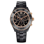 Swarovski Octea Lux Sport Faceted Crystal Bezel Black Dial Black PVD Unisex Watch 5610472