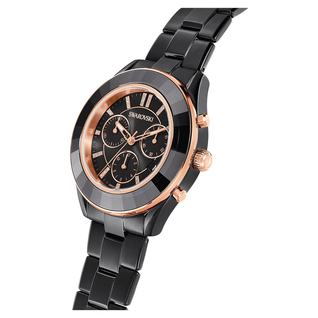 Swarovski Octea Lux Sport Faceted Crystal Bezel Black Dial Black PVD Unisex Watch 5610472 Secondary image