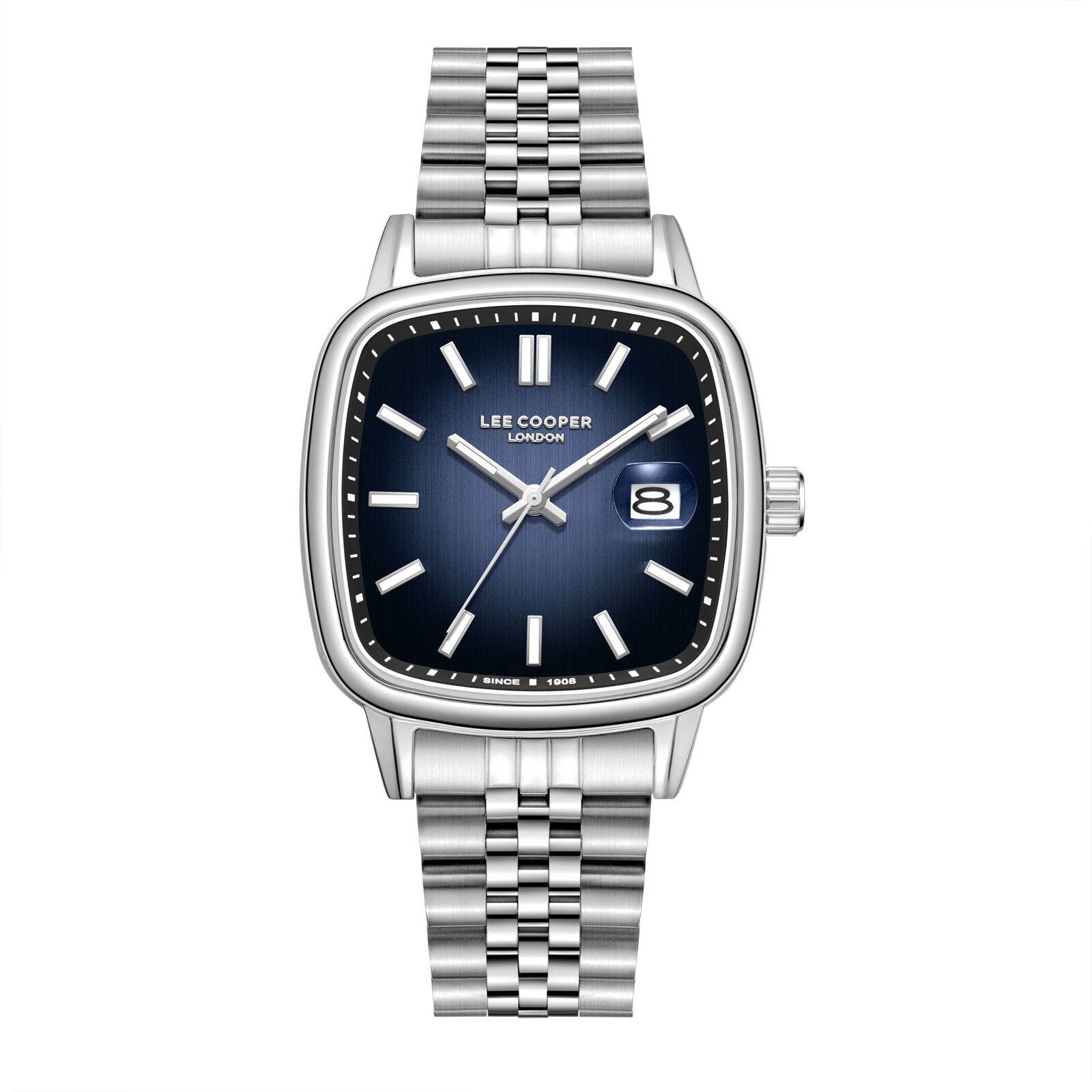 Lee Cooper Modern Square Date Window Blue Dial Silver Watch - LC08306.390 Hoofdafbeelding