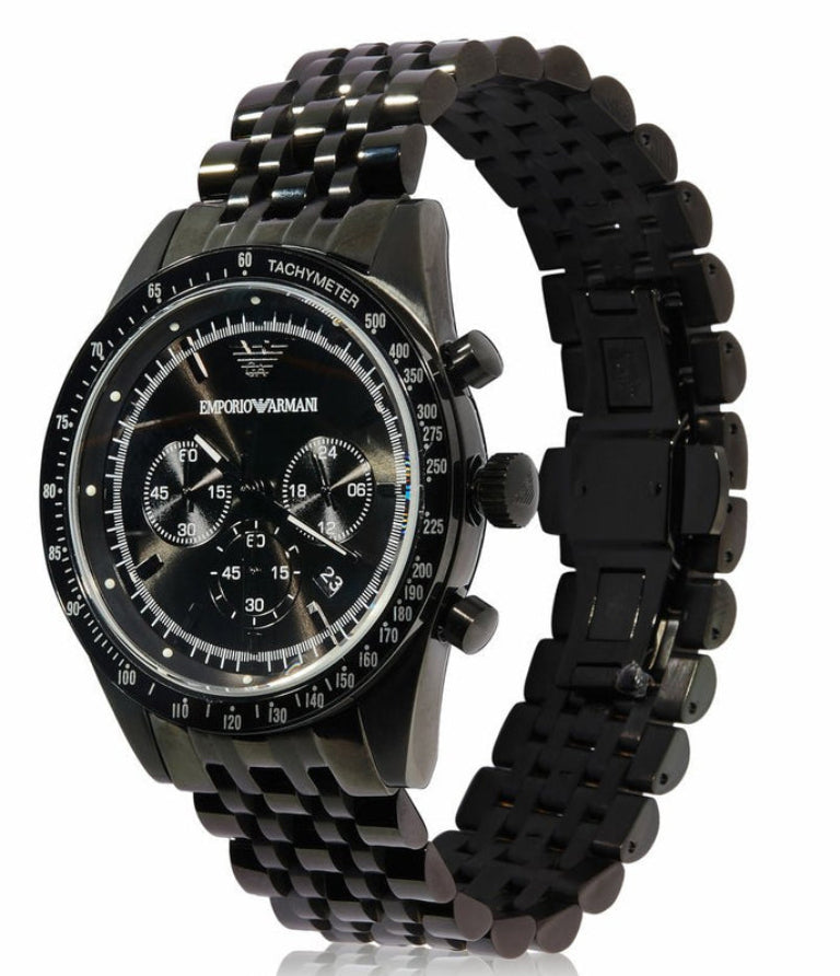 Emporio Armani Tazio Chronograph Matte Black Dial Black PVD-Plated Stainless Men's Watch - AR5989 Secundaire afbeelding