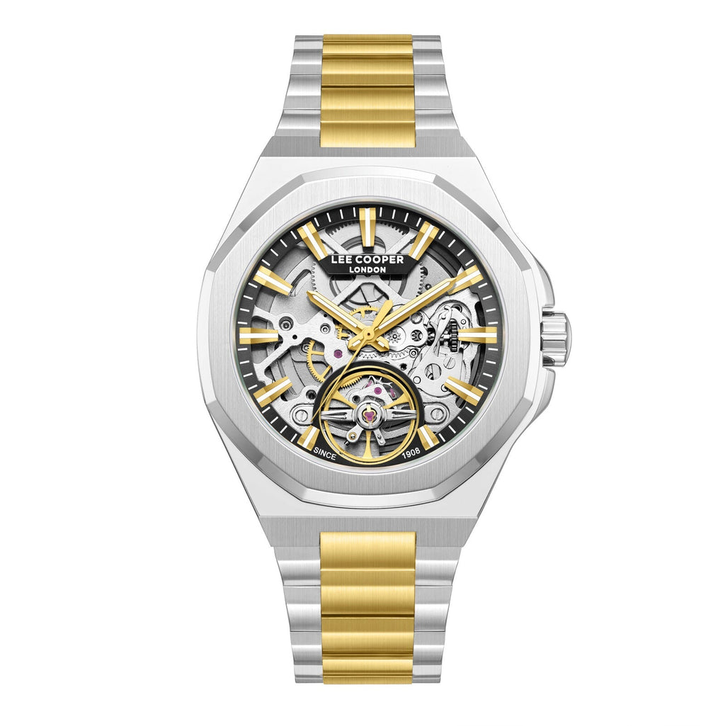 Lee Cooper Automatic Black Semi-Skeleton Dial Two Tone Watch - LC08368.230