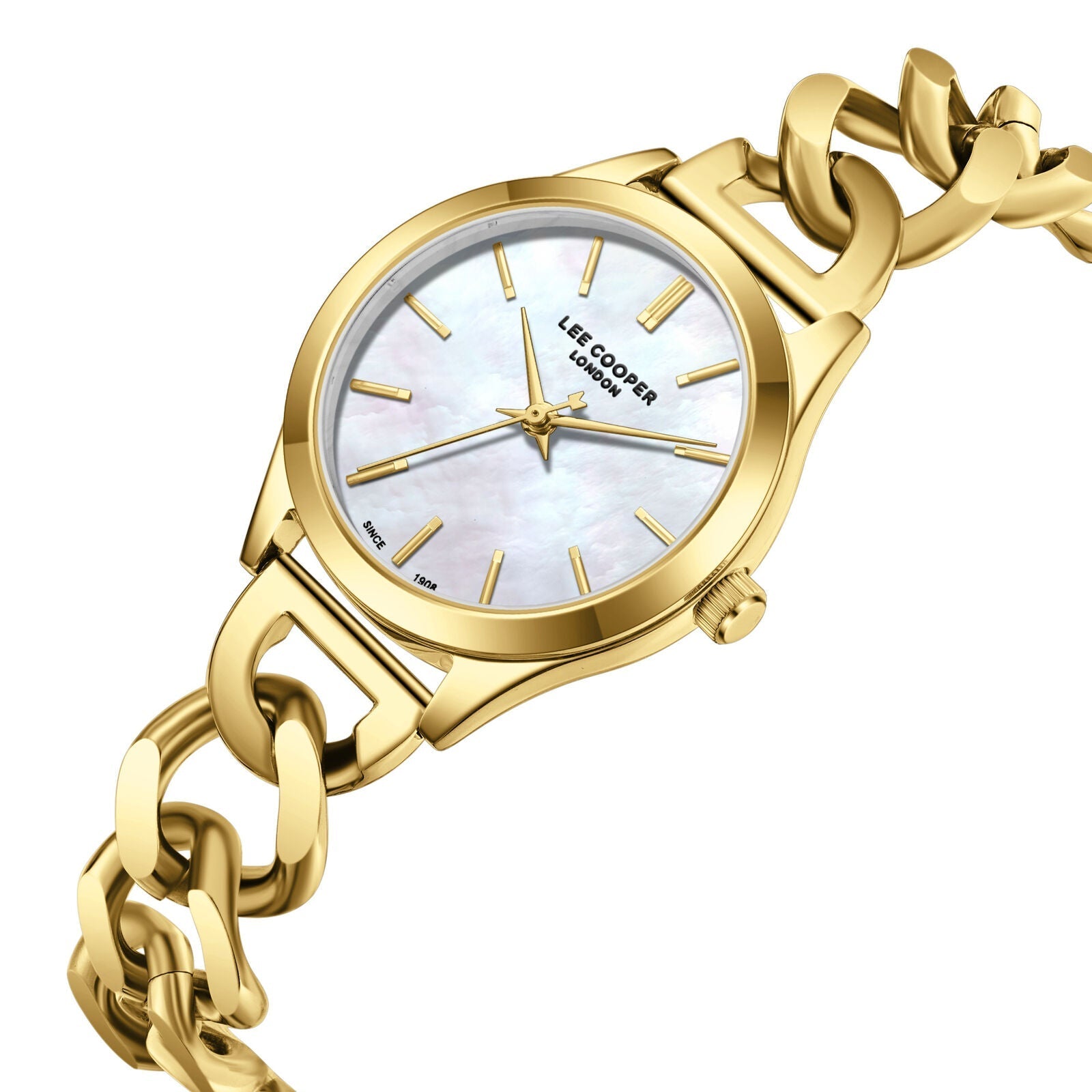 Lee Cooper Classic White MOP Dial Gold Link Bracelet Watch - LC08291.120 Secundaire afbeelding