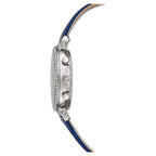 Swarovski Passage Chrono Crystal Cupchain Bezel Navy Dial Blue Leather Women's Watch 5580342