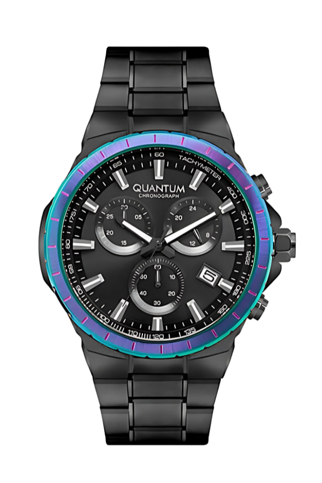 Quantum All Black Multifunction Date Watch HNG813.650
