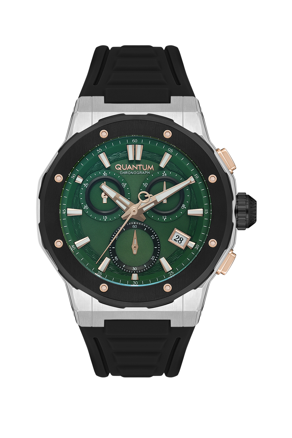 Quantum Hunter Chronograph Green Dial Black Strap Date Watch HNG1082.371