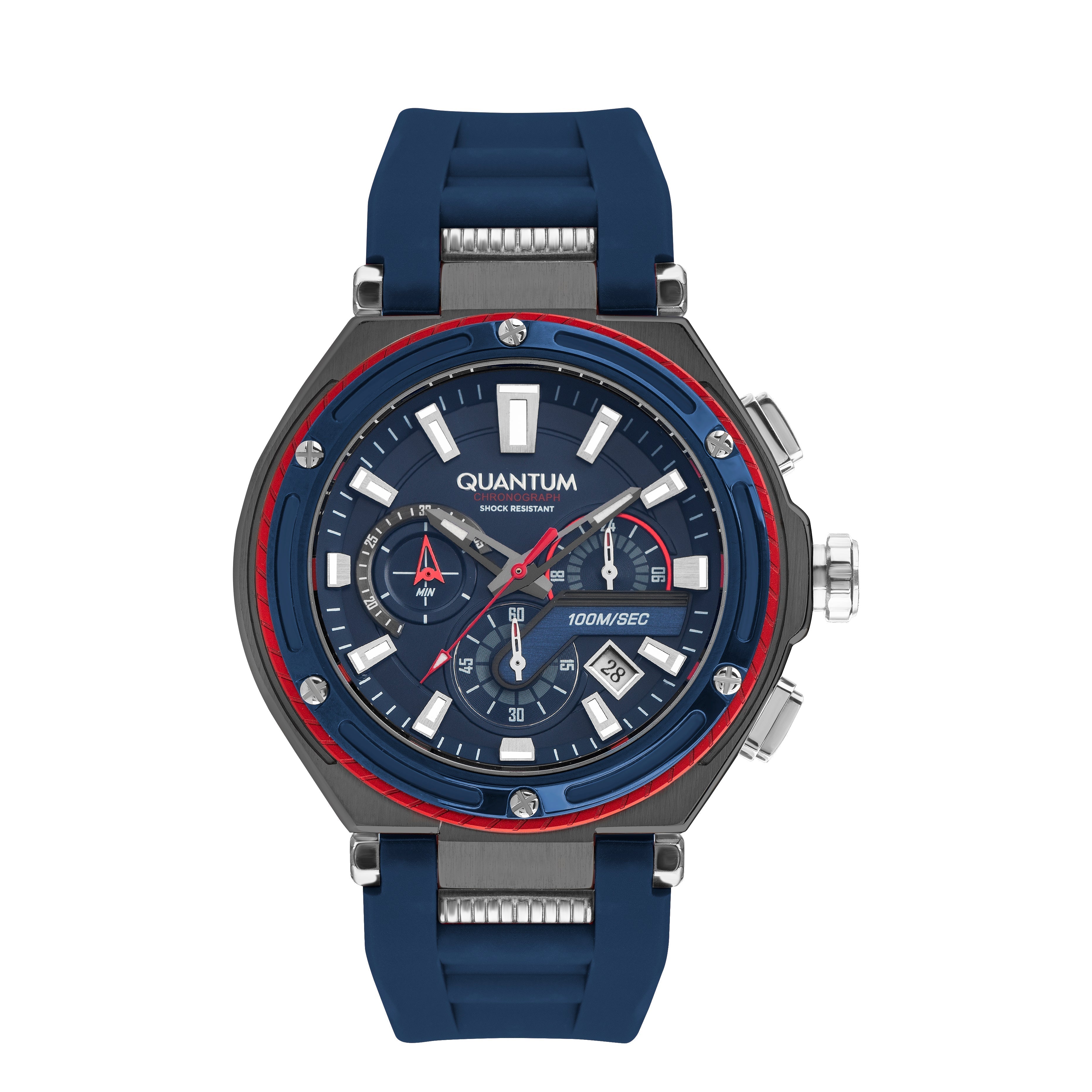 Quantum Hunter All Dark Blue & Gunmetal Chronograph Date Watch HNG1010.099 Main image