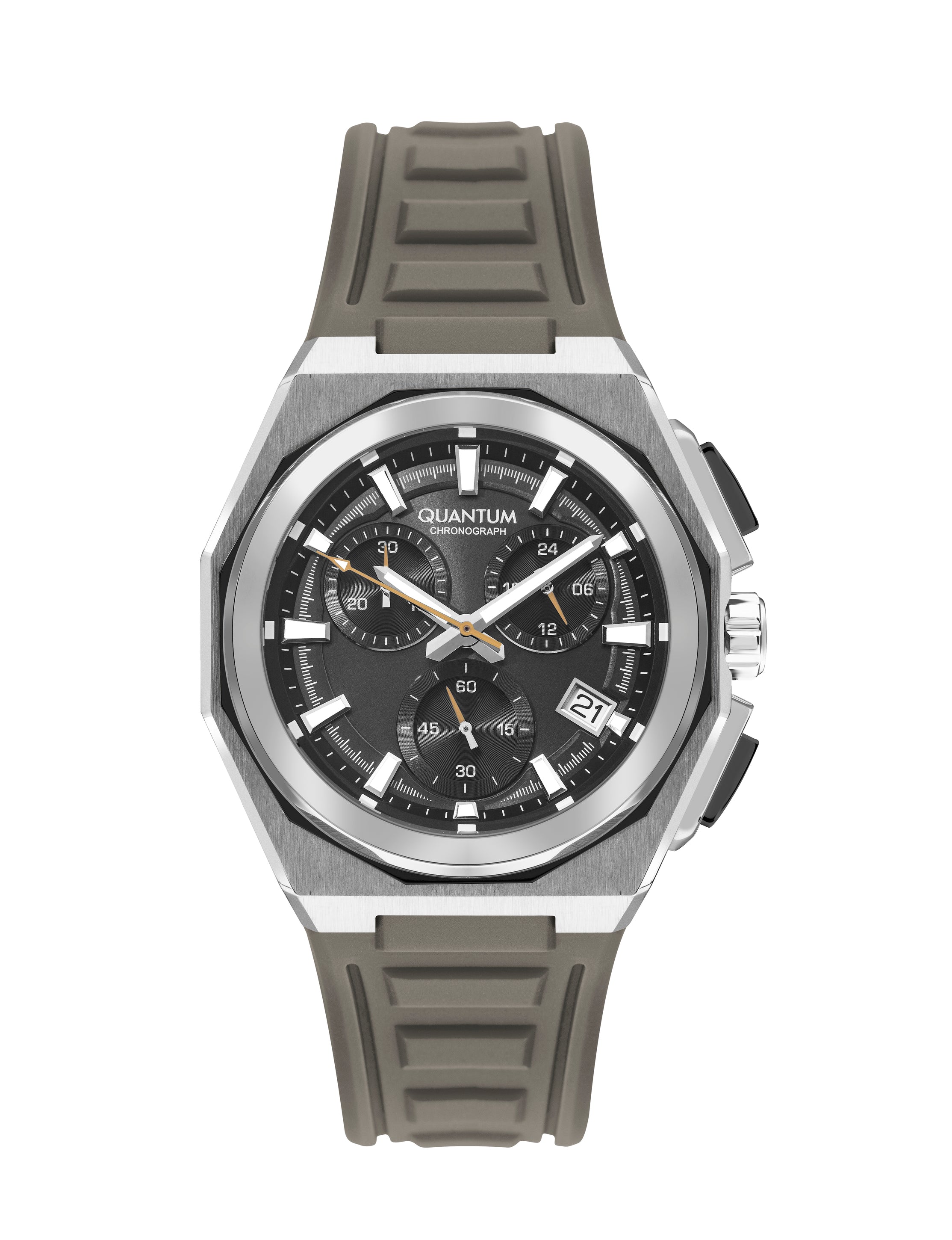 Quantum Multifunction Beige Strap Black Dial Silver Watch PWG1078.357 Main image
