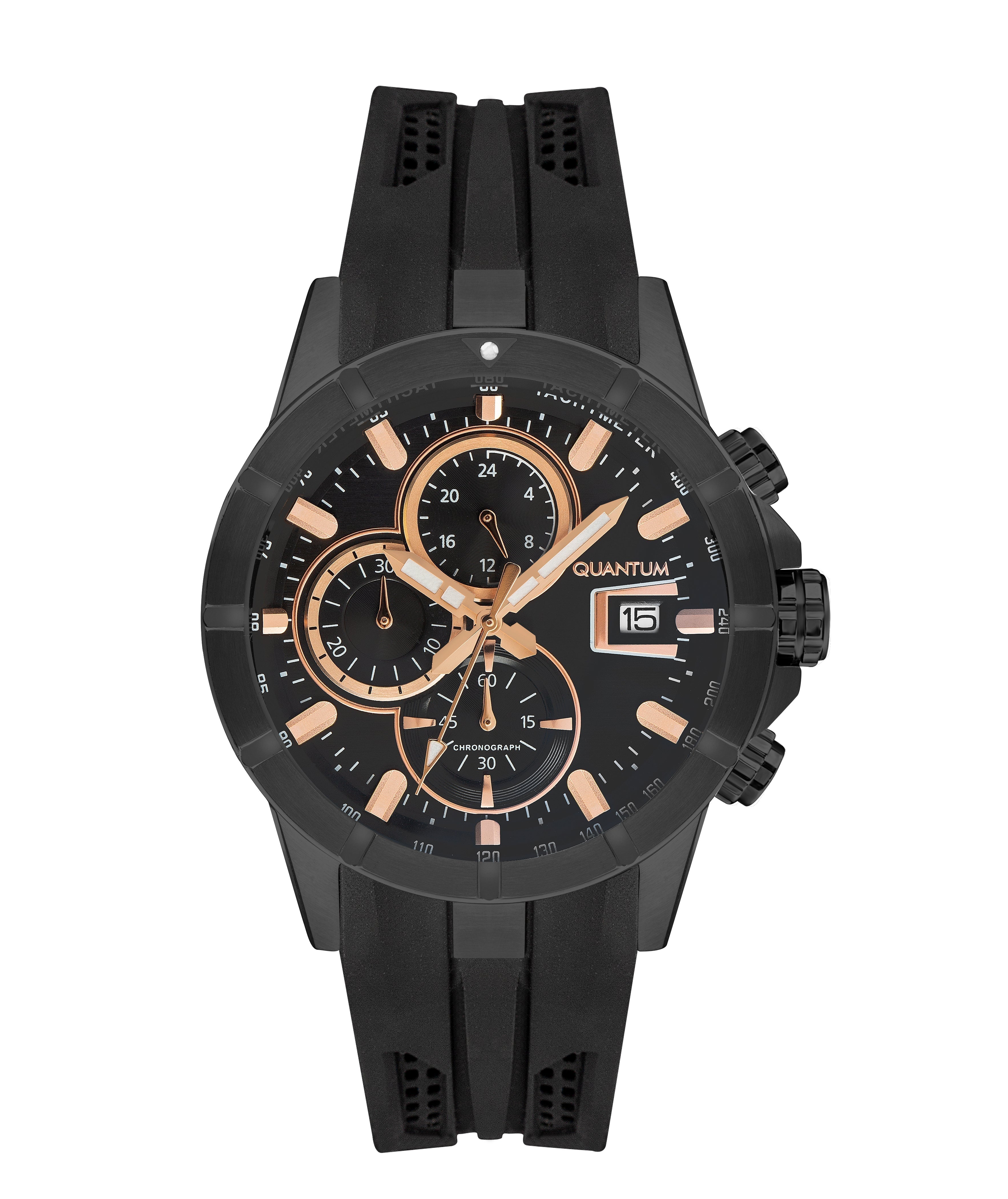 Quantum Chronograph All Black with Rose Gold Date Watch HNG893.851 Hoofdafbeelding