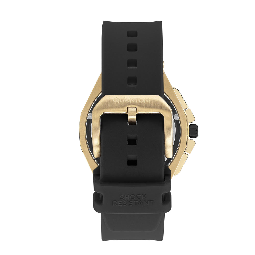 Quantum Chronograph Black Dial Gold Case Strap Watch PWG1005.151