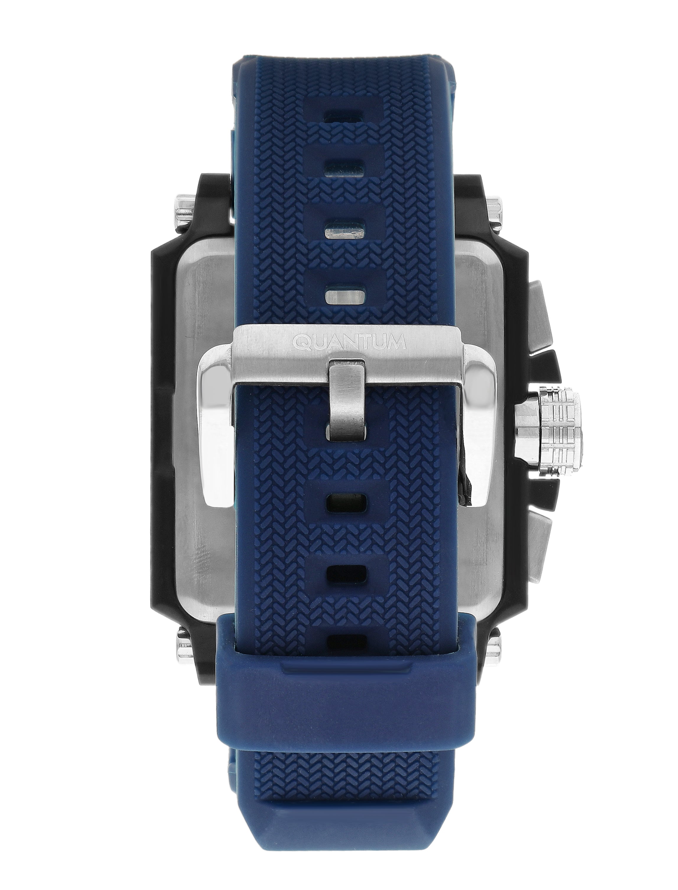 Quantum Multifunction Blue Dial Blue Strap Square Watch HNG969.090