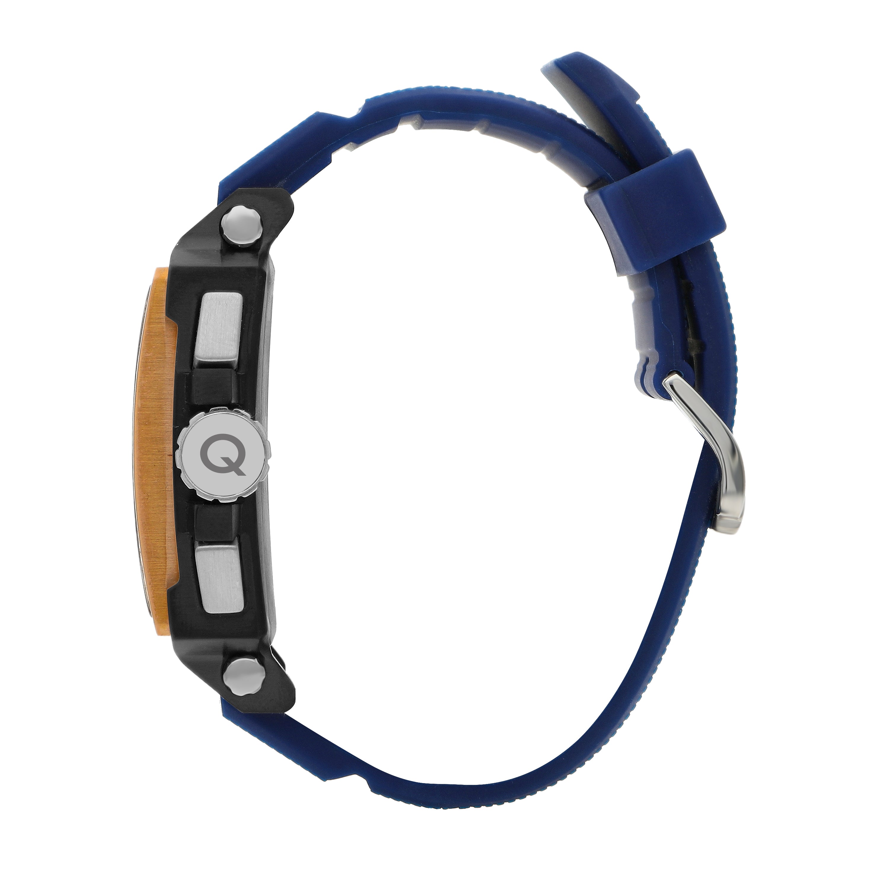 Quantum Multifunction Blue Dial Blue Strap Square Watch HNG969.090