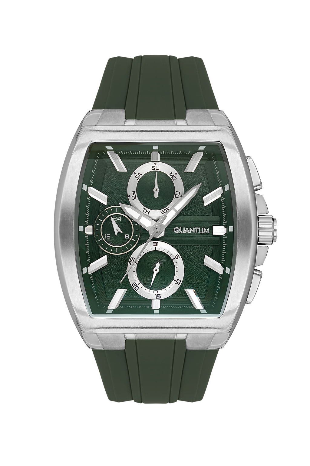 Quantum Chronograph All Green Silver Case Watch HNG997.375