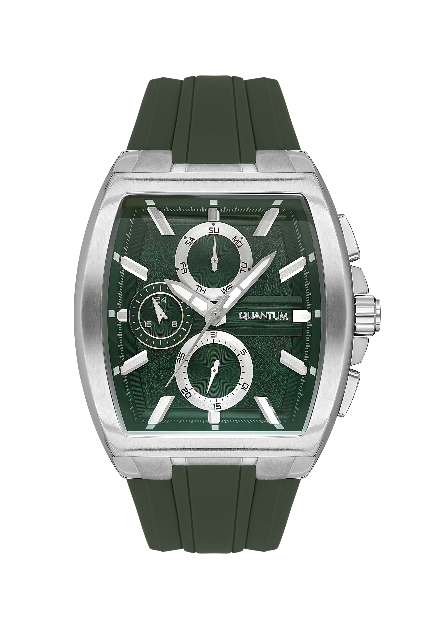 Quantum Chronograph All Green Silver Case Watch HNG997.375