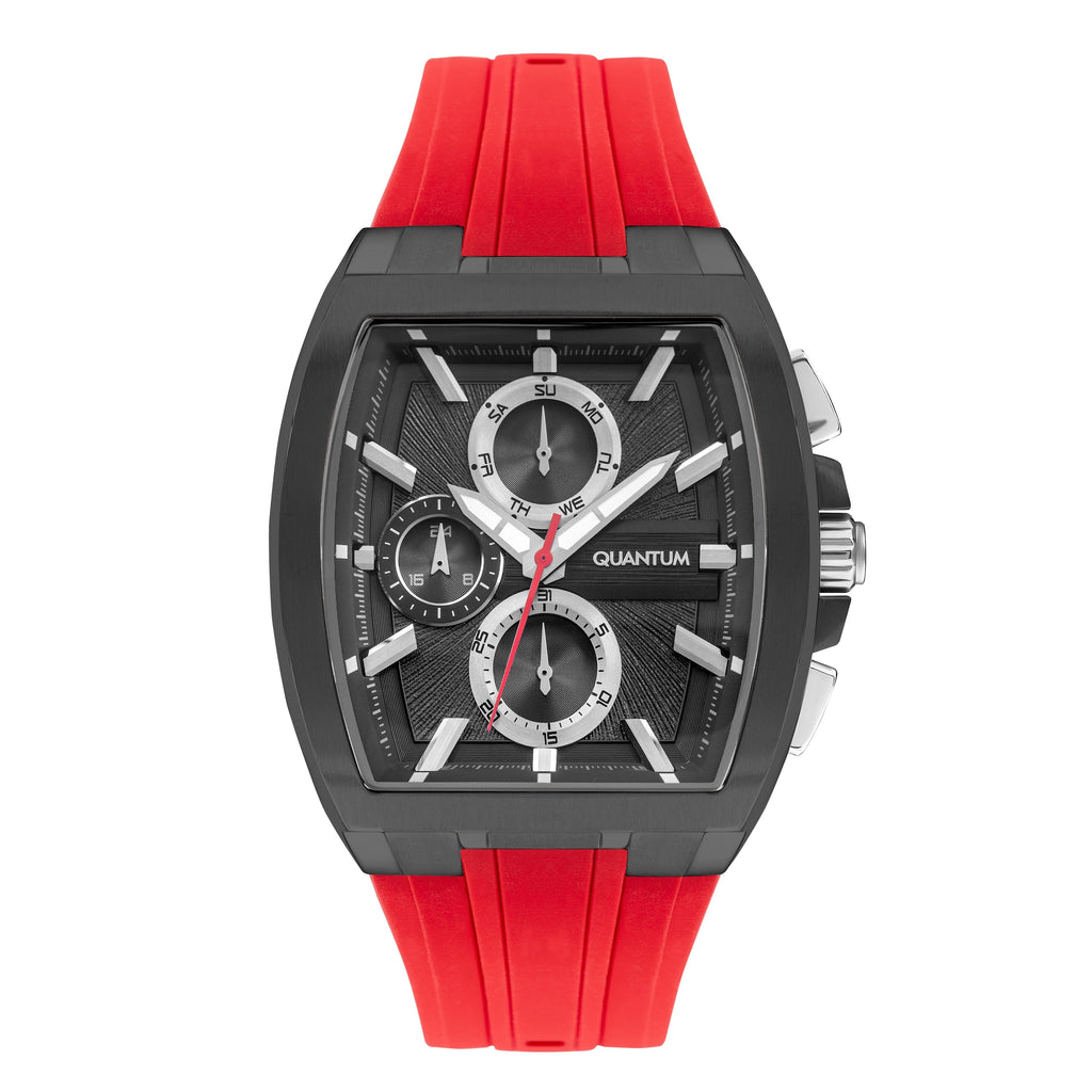 Quantum Mutli-Function Grey Dial Red Strap Watch HNG997.068