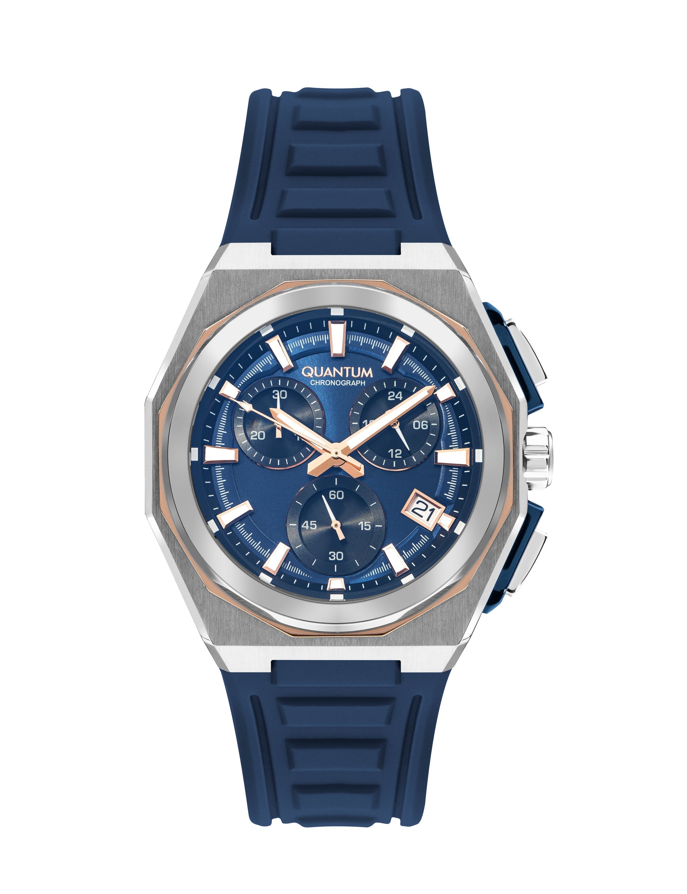 Quantum Navy Multifunction Blue Strap Blue Dial Silver Watch PWG1078.399