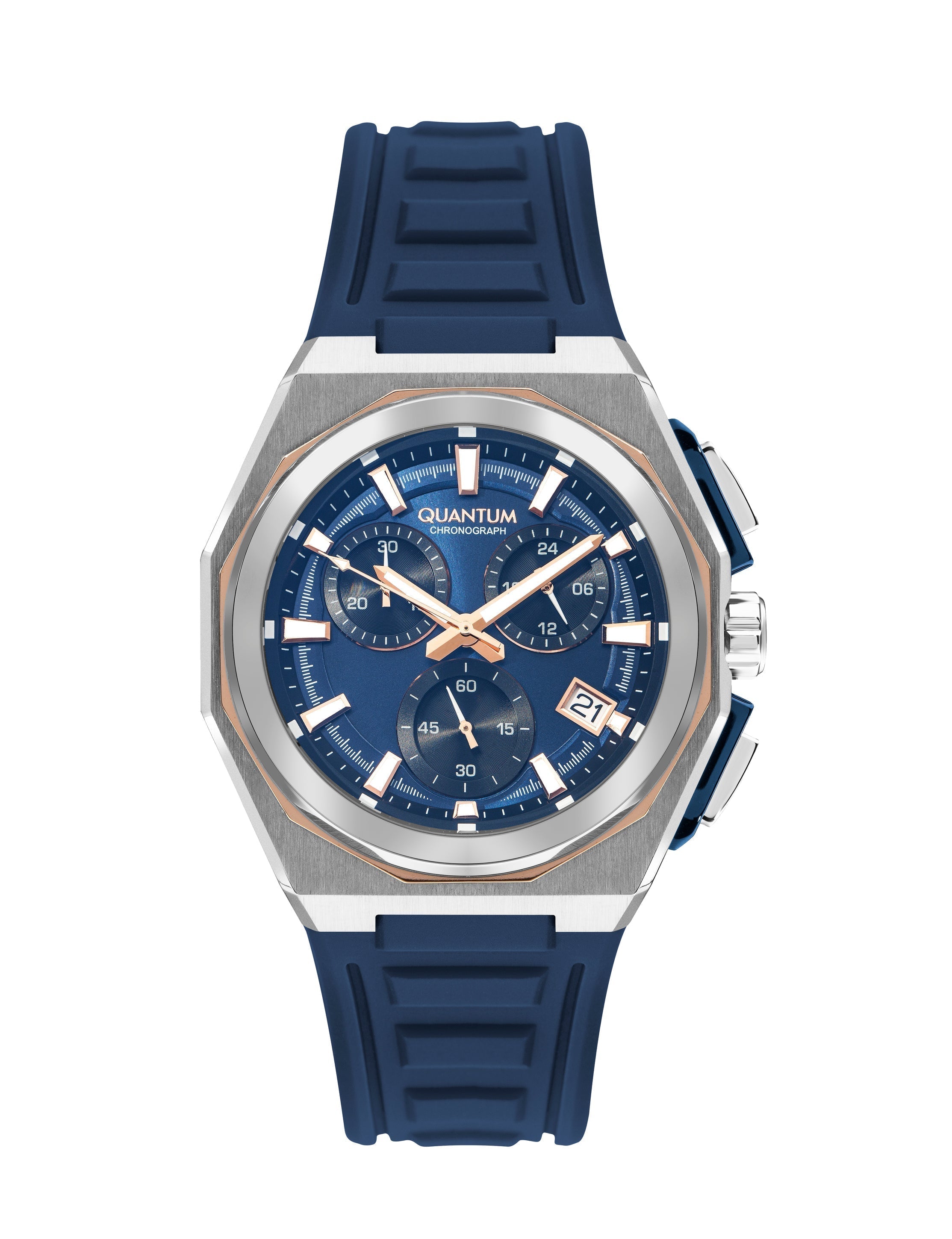 Quantum Navy Multifunction Blue Strap Blue Dial Silver Watch PWG1078.399