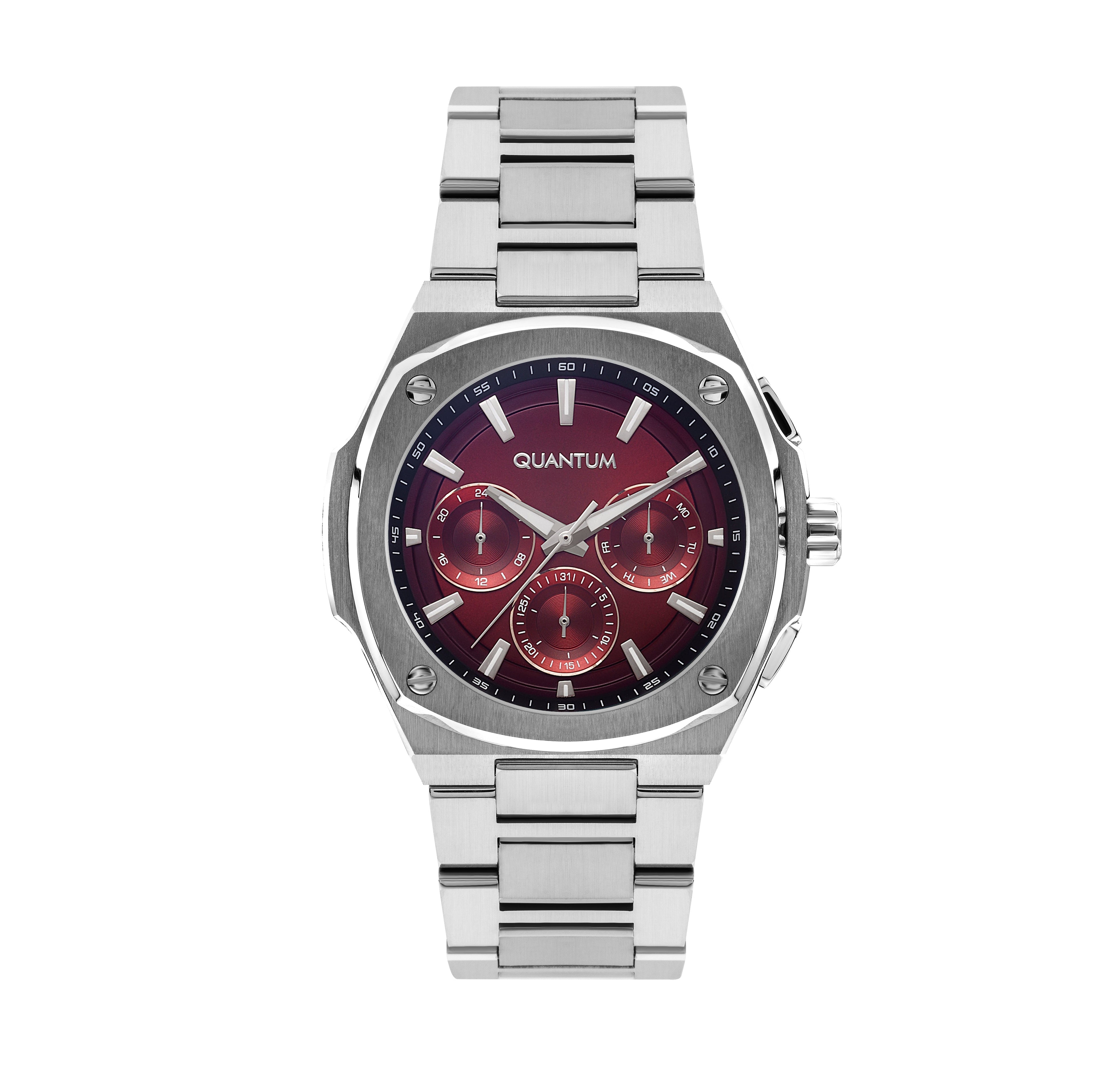 Quantum Multifunction Red Dial Silver Watch ADG1032.380