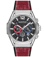 Quantum MultiFunction Calendar Gunmetal Dial Red Silicon strap Watch PWG970.358