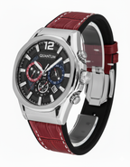 Quantum MultiFunction Calendar Gunmetal Dial Red Silicon strap Watch PWG970.358