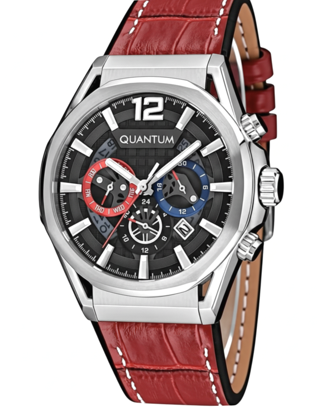 Quantum MultiFunction Calendar Gunmetal Dial Red Silicon strap Watch PWG970.358 Secondary image