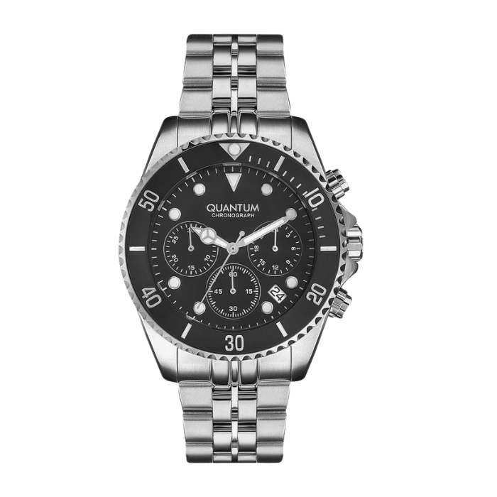 Quantum Chronograph Black Dial Waterproof Silver Watch PWG930.350 Main image
