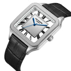 Lee Cooper Square Classic Silver Dial Black Genuine Leather Silver Watch - LC08277.331