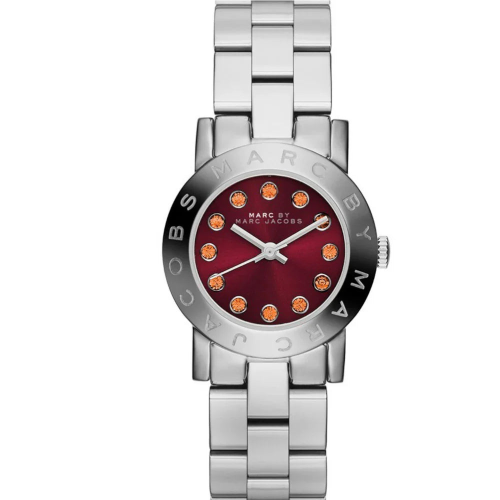 Marc By Marc Jacobs Amy Maroon Dial Orange Markers Silver Watch MBM3333 Main image