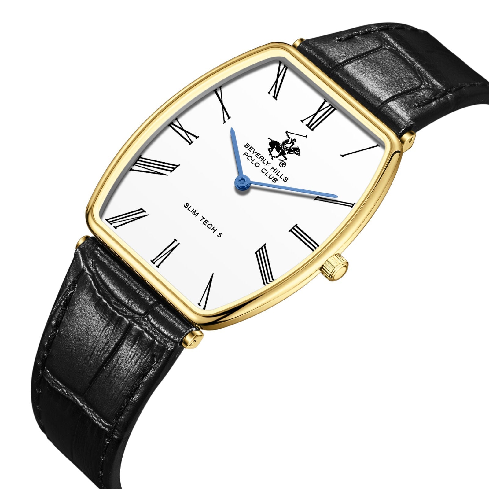 Beverly Hills Polo Club Slim Tech 5 White Dial Black Leather Gold Watch BP3863X.131 Secondary image