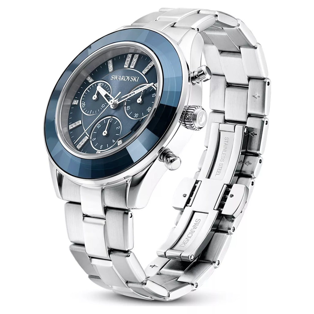 Swarovski Octea Lux Sport Faceted Crystal Bezel Blue Dial Silver Steel Unisex Watch 5610481 Secondary image