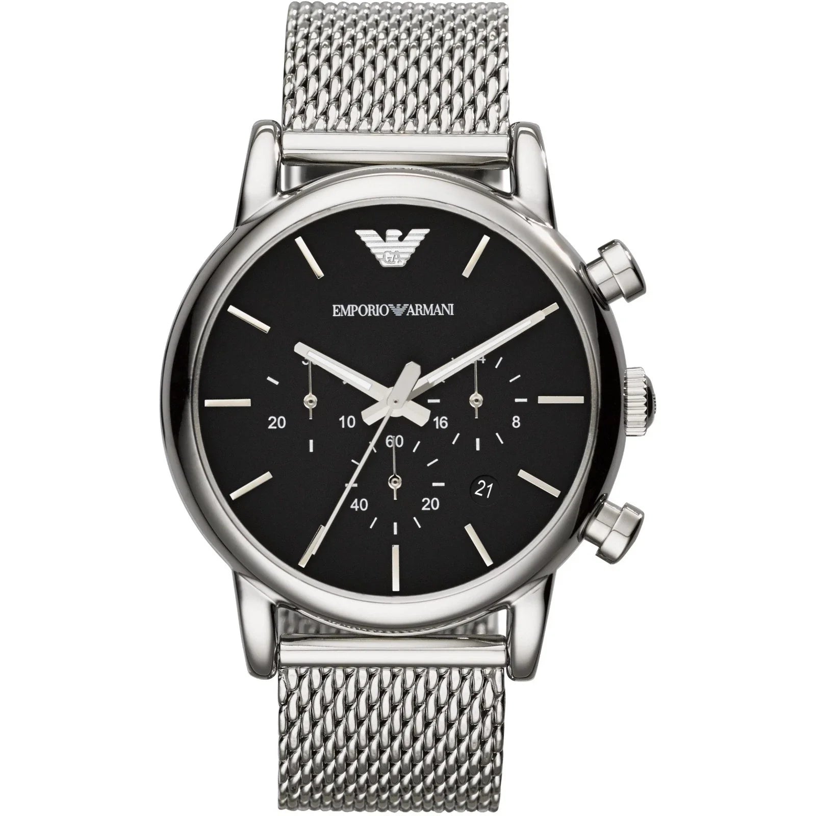 Emporio Armani Classic Chronograph Herenhorloge met zwarte wijzerplaat en stalen kast - AR1811 Hoofdafbeelding