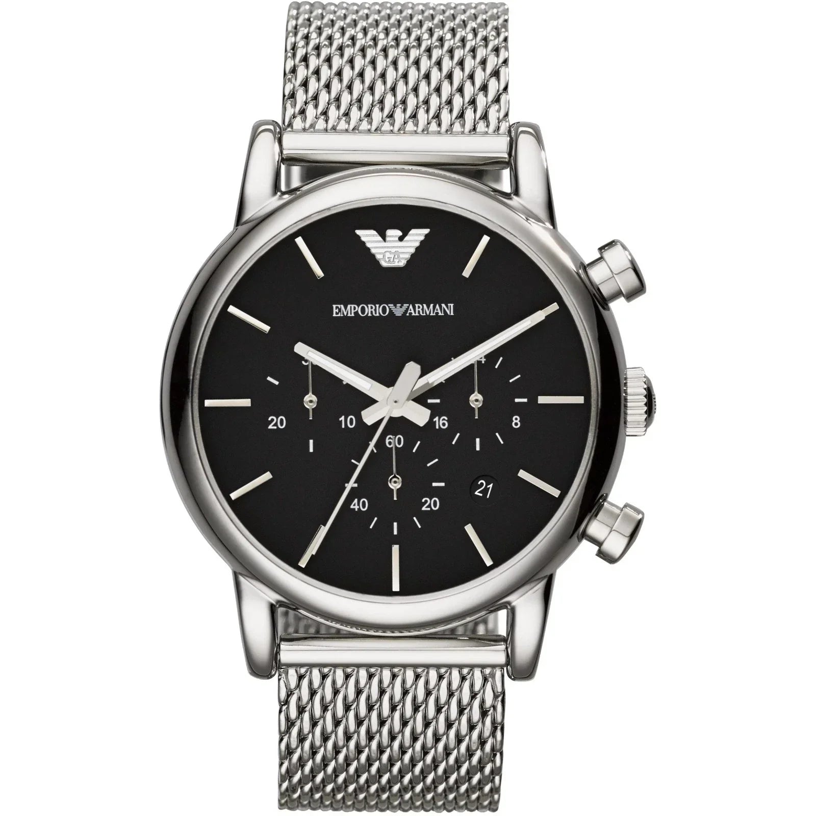 Emporio Armani Classic Chronograph Black Dial Steel Men's Watch - AR1811