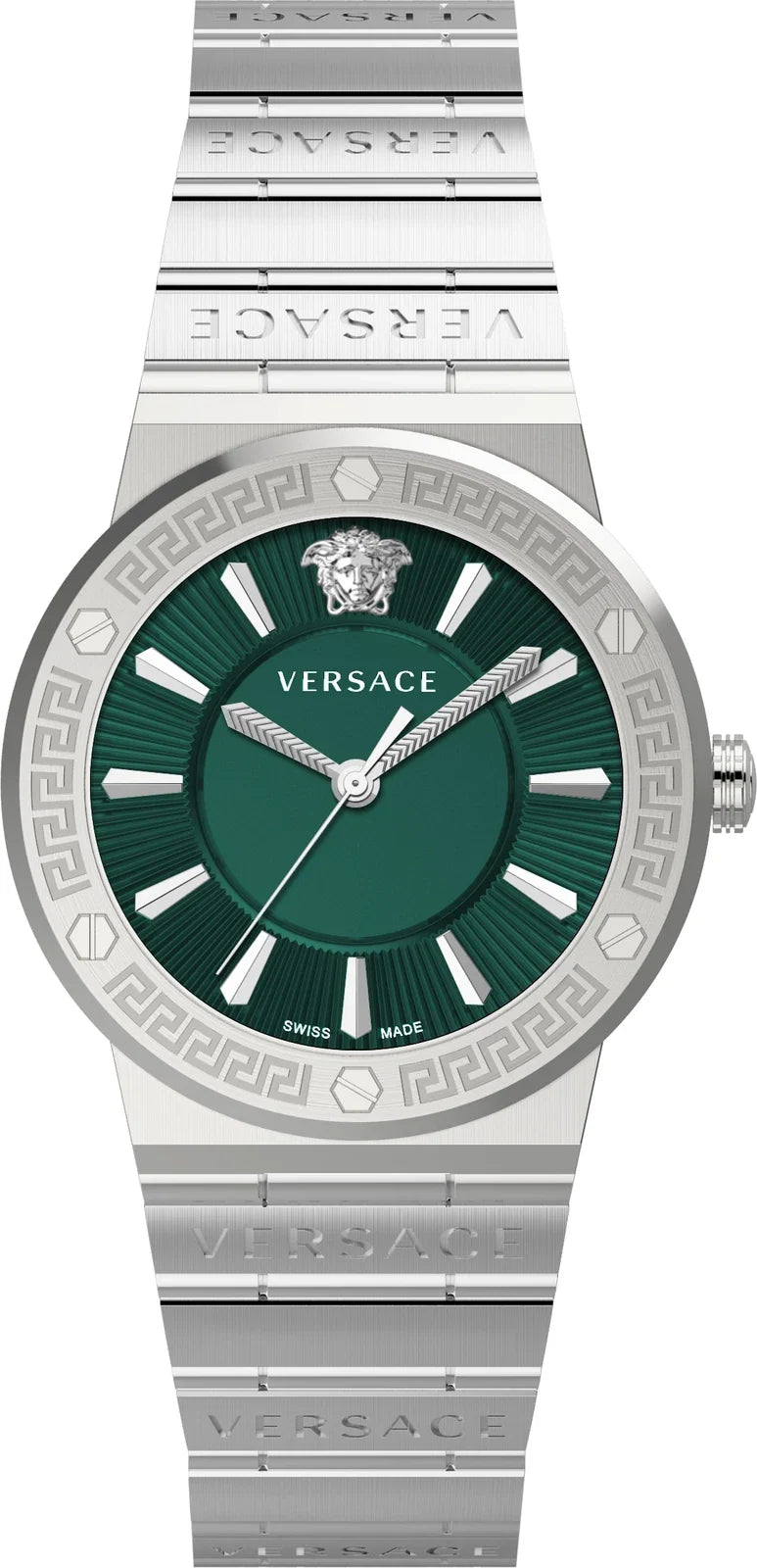 Versace Greca 38mm Green Dial Silver-Tone Women's Watch VEVH00920