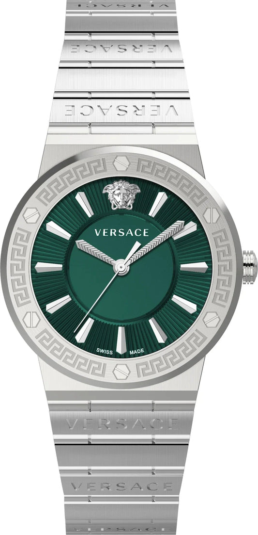 Versace Greca 38mm Green Dial Silver-Tone Women's Watch VEVH00920