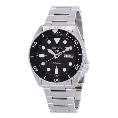 Seiko 5 Sports SRPD55K1 automatic watch with black dial and stainless steel bracelet