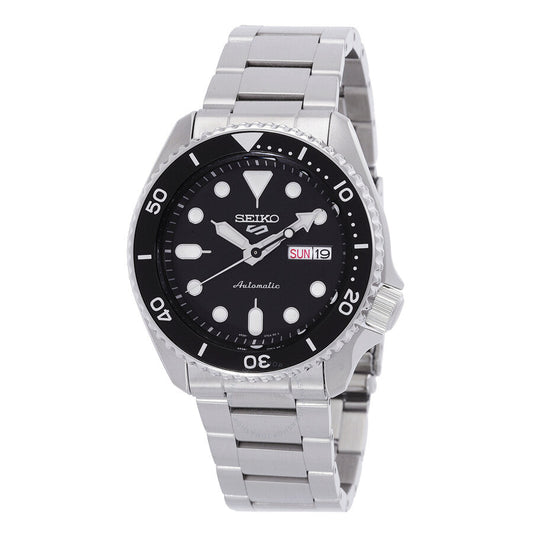 Seiko 5 Sports SRPD55K1 automatic watch with black dial and stainless steel bracelet